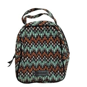 Vera Bradley Quilted Backpack Purse Brown Blue Patterned Small Bag
